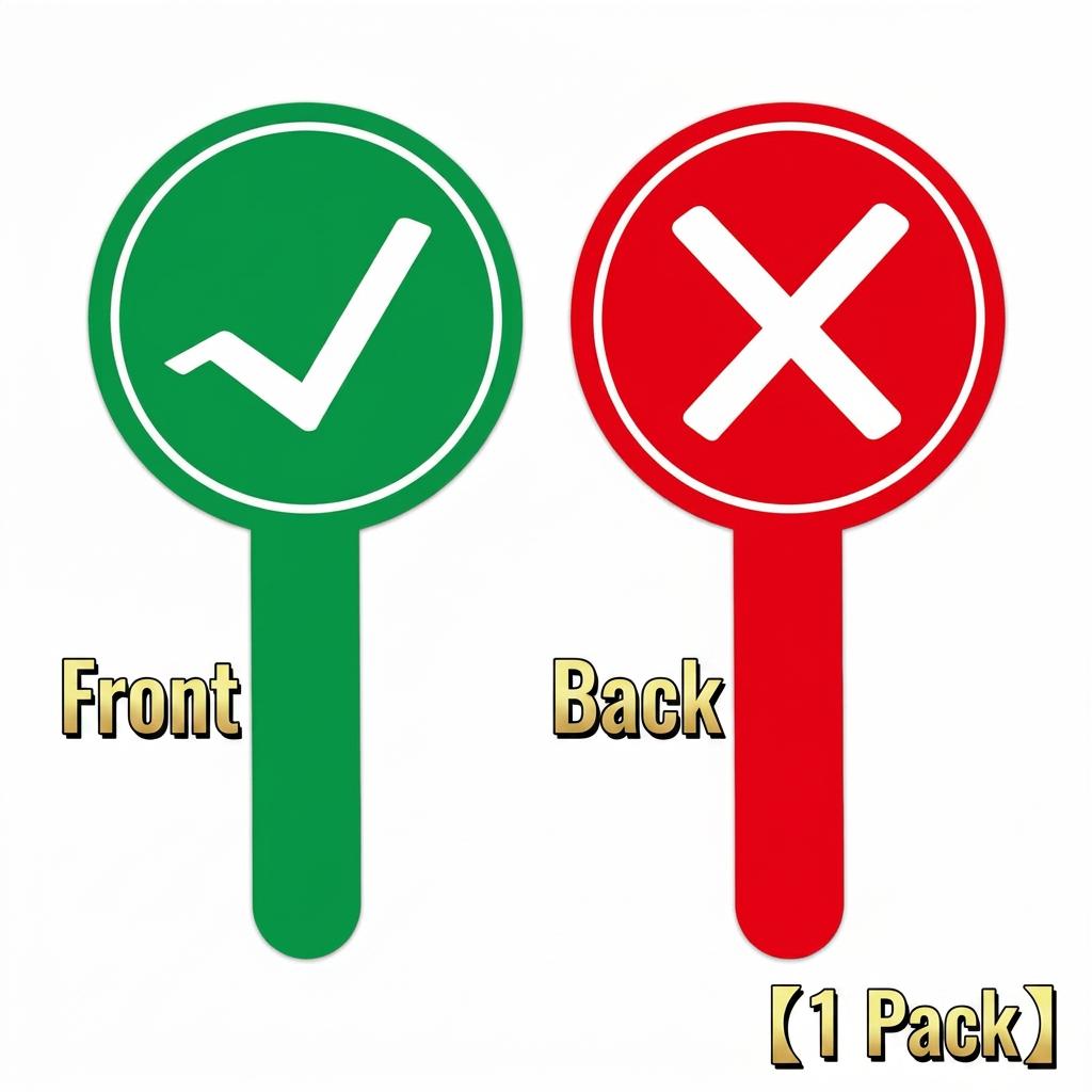 Double Sided Voting Paddle Green Check Red Cross Plastic Handheld Sign Correct Wrong for Classroom Quiz Game Teacher Supplies