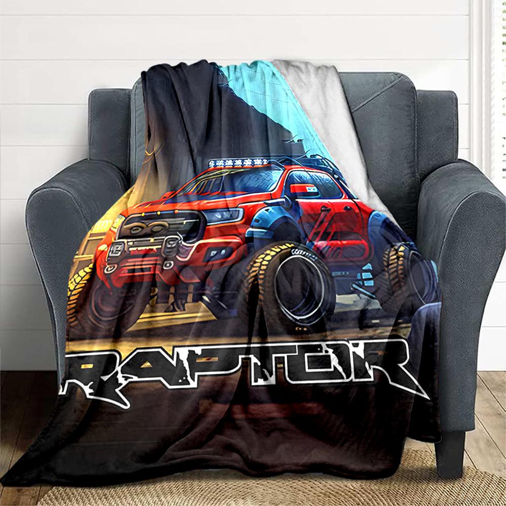 1pc Raptor Truck Blanket Lightweight Flannel Blanket Throw Blanket For Sofa, Bed, Travel, Camping, Livingroom, Office, Couch