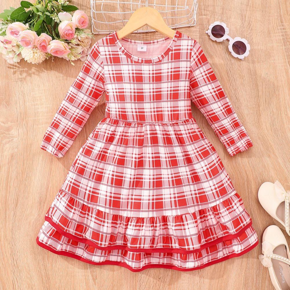 

2-7Y Girls Long-Sleeved High-Neck Long Dress Autumn/Winter Tulle Dress 3Y