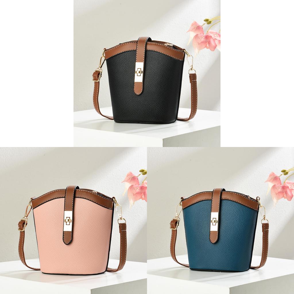 Crossbody Pu Water Bucket Bag For Women With Zipper Closure And Inner Pocket