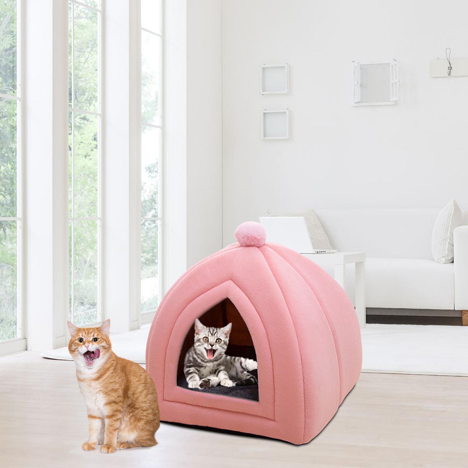 

Cat Bed Puppy Kennel Sofa Semi Closed Winter for Cats Dogs Supplies розовый