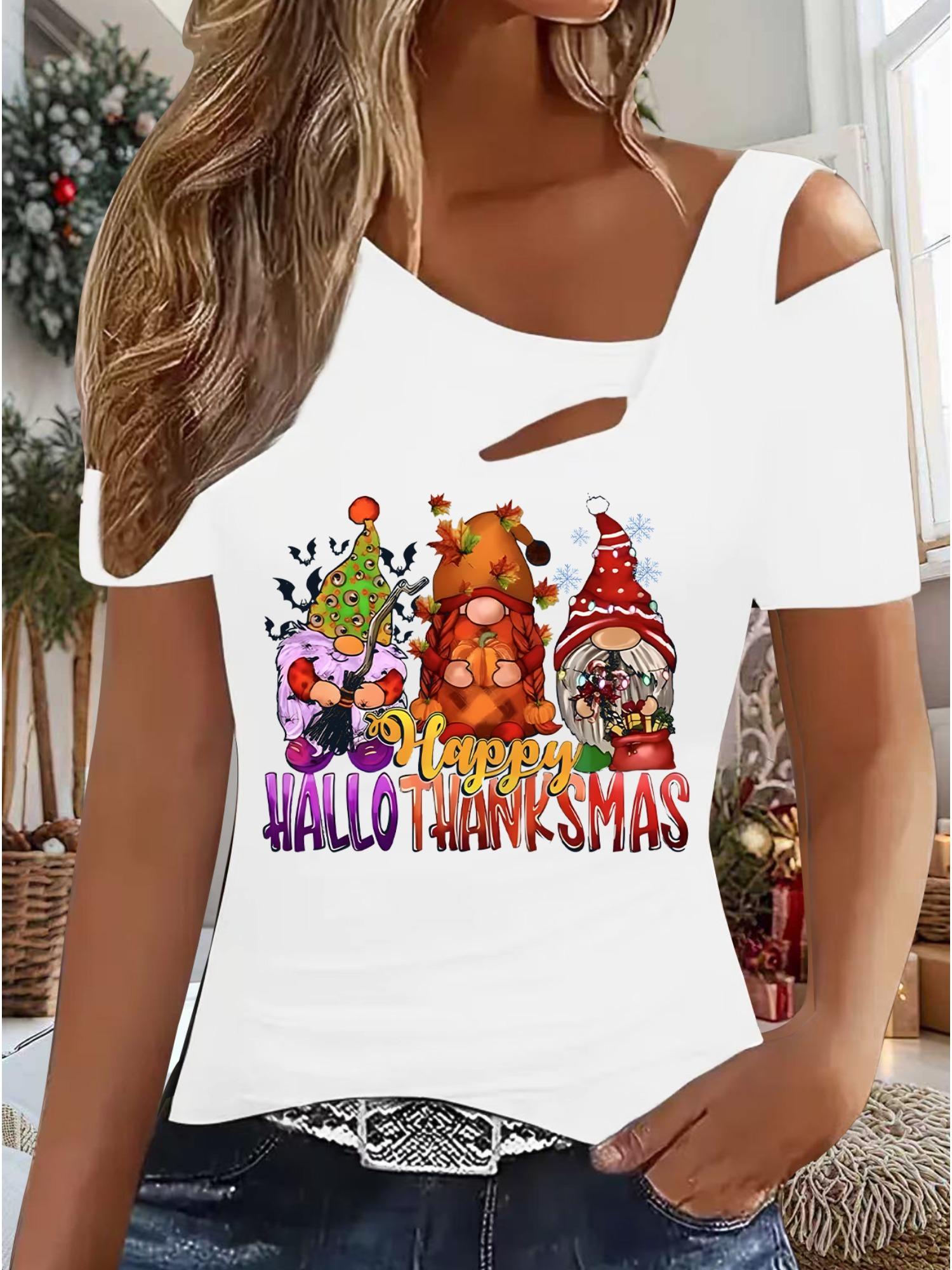 

Женский Новый Повседневный Топ Рождество Хэллоуин Рождественский Подарок Топы Рубашка Блузка XXL белый