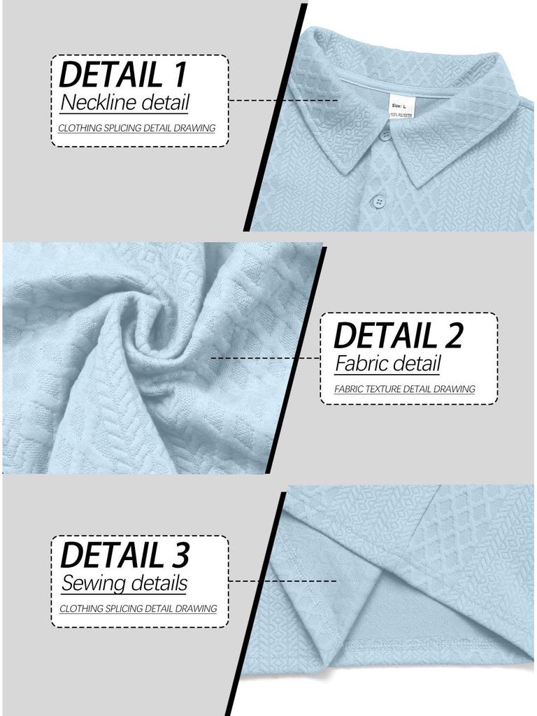 European Style Textured Jacquard Long Sleeve Polo Shirt for Men