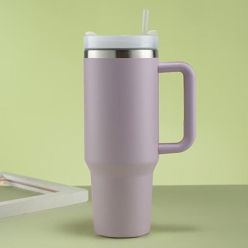 Large Capacity Double-Layer Vacuum Tumbler with Straw