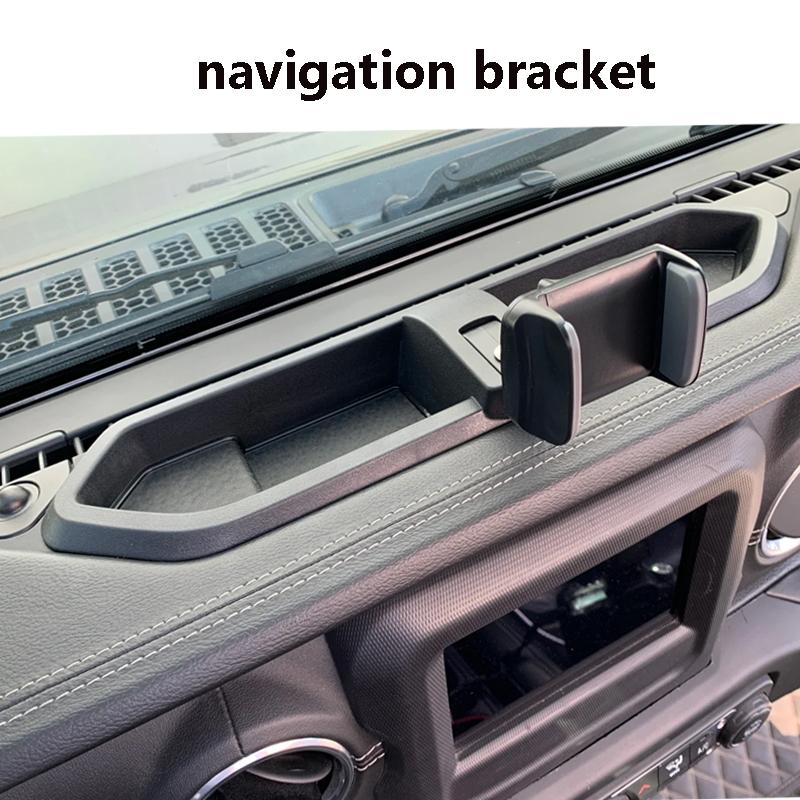 Car Mobile Phone Holder Stand for Jeep Wrangler JL 2018-2025 GPS Bracket Dash Mount Storage Organizer Box Interior Accessories