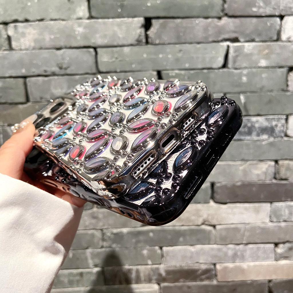 Luxuriöse 3D-Beschichtung „Lucky Flowers“-Telefonhülle für iPhone 11 12 13 14 15 Pro Max 11 Pro Max 12 Pro Max 13 Pro 14 Pro Weiche TPU-Hülle