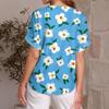 Top de Verano Casual Versátil a la Moda para Mujer con Estampado Floral Delgado de Manga Corta