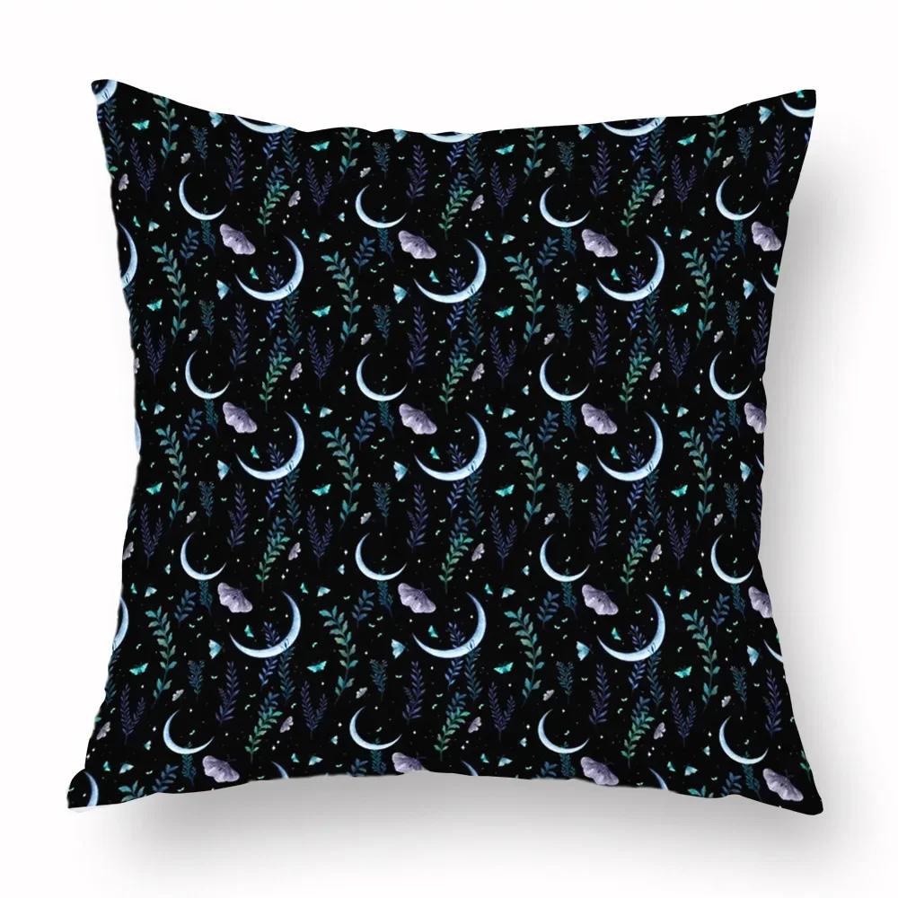 Vikama Moon Phases & Magical Creatures Pillow Covers Pattern Cushion Cover Suitable For Sofa Bedroom Car Pillow Cover Decor