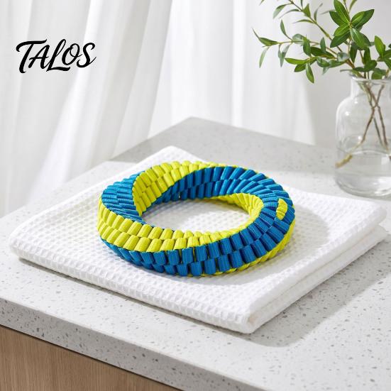 Tough Nylon Tug Toys Dog Dental Toy, Textured Woven Chew Interactive Teeth Cleaning Pet Care Round or Figure 8 Design, Washable Toy for Chewing
