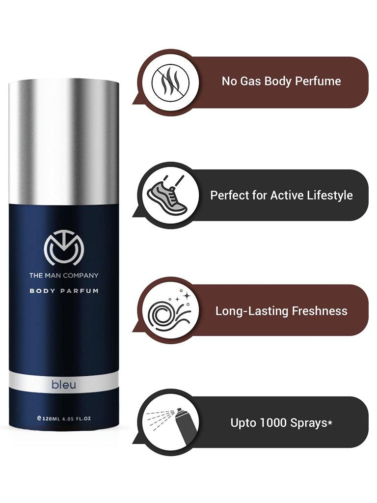 The Man Company Trio Body Perfume for Men | Noir, Bleu, Rouge Deodorant Set | Premium Long Lasting Fragrance | Body Spray Combo Pack - (120ml*3)