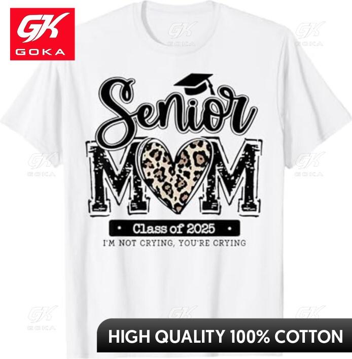 

Leopard Senior Mom Class of 2025 Funny Mom Graduation Funny Cotton Material Graphic T Shirt All Season Comfort S