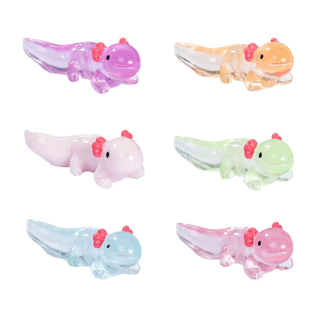 10/20/50Pcs New Luminous Axolotl Miniatures Ambystoma Mexicanum Luminous Axolotl Figurines Fish Tank Moss Microlandscape Decor