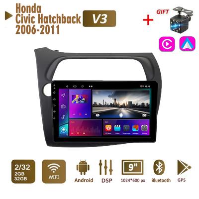 Honda Civic Hatchback 2006-2011 için 2Din Android Araba Radyosu Multimedya Carplay Otomatik WIFI Baş Ünitesi Stereo Navigasyon 2+32GB