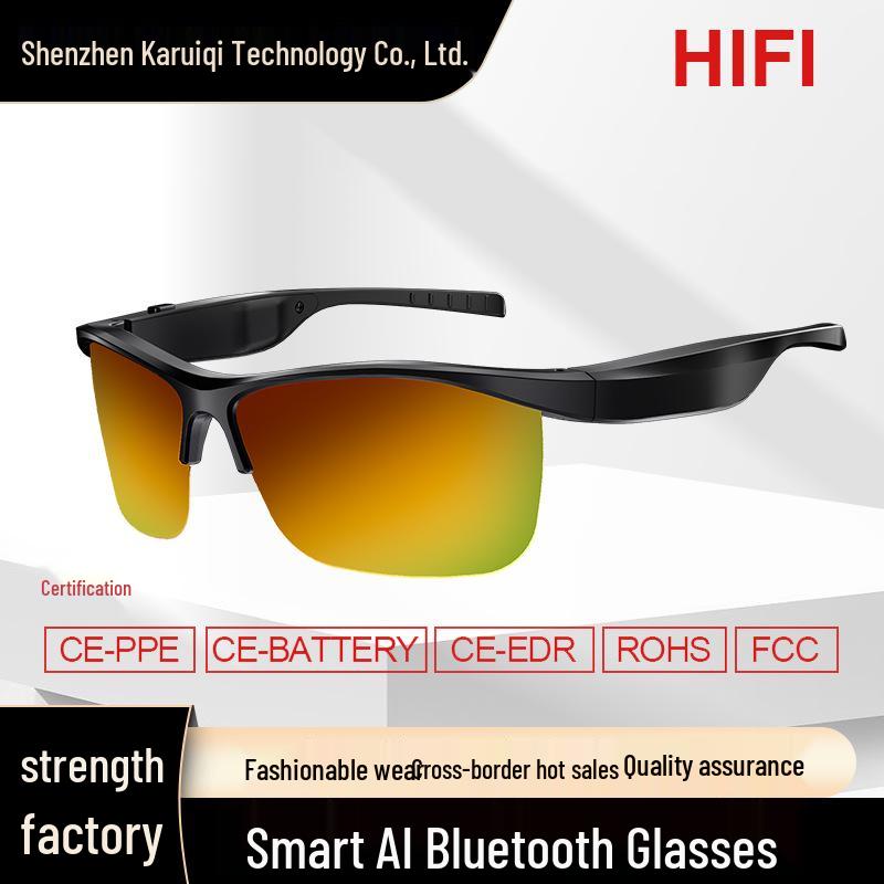 Smart Bluetooth Sunglasses 02Pro: AI Translation, Music & Call Features, V6.0 Black