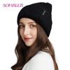 SOMALER Wool Beanie for Women Winter Knitted Warm Hats with Logo Double Layers Skull Caps