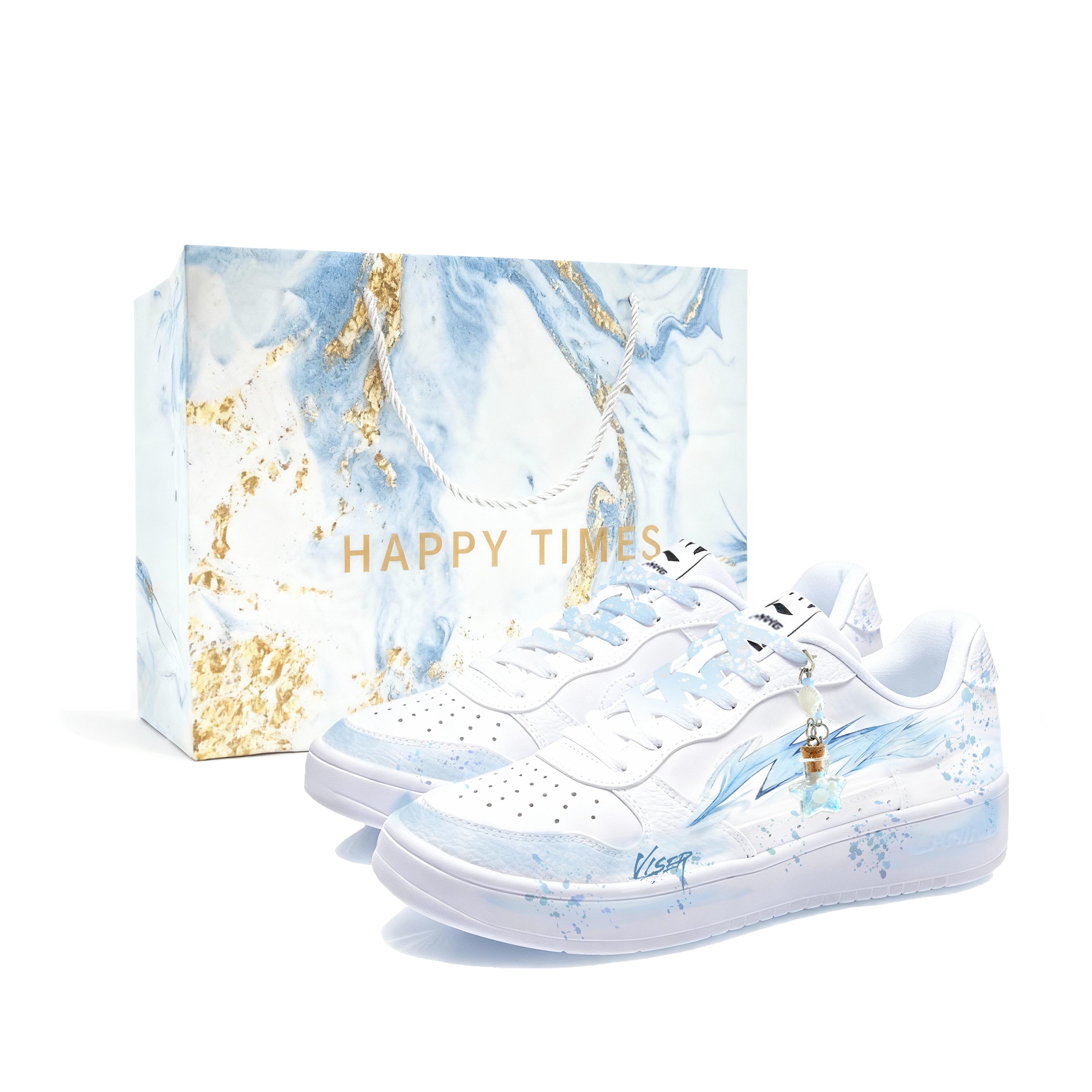 

Li Ning Плывущая лодка Звезды Ледяной кристалл Устойчивые к истиранию Нескользящие Низкие Скейтбордические кроссовки Унисекс Синий Белый AGCS419-1(Team1687-) 37