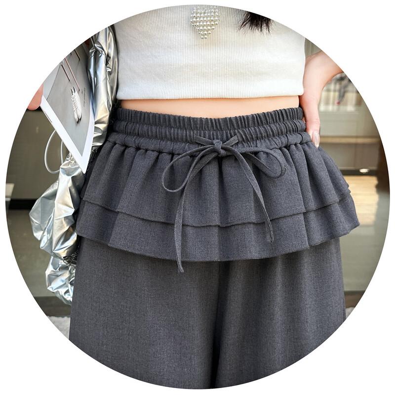 Bailuyu Ruffled Faux Two-Piece High-Waist Casual Pants