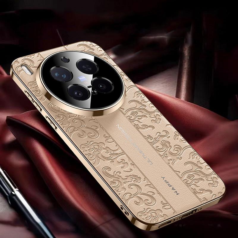 Luxury Auspicious Cloud Leather Plated Frame Case For VIVO X300 Ultra X300s X300 FE x300 Pro X200 FE vivo V70 Protect Cover