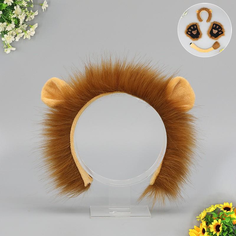 Furry Lion Ears Headband Halloween Costume Cosplay Animal Theme Party Accessory
