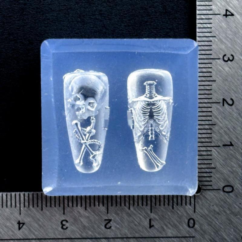 3D Silicone Nail Mold Rose Bow Feather Skull Ribs Nail Template Diy Nail Art Decor For Nail Charms