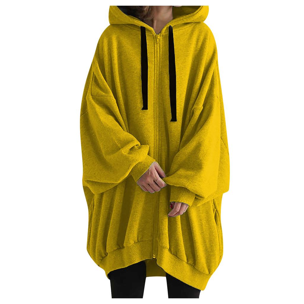 Women's Oversized Hooded Jackets Casual Full Zip Up Hoodies Sweatshirt Long Sleeve Boyfriends Outerwear With Pockets