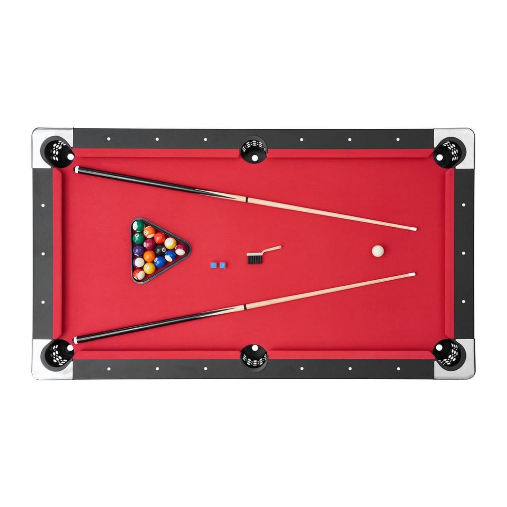 Pool Table, 183cm Portable Billiards Tables, Adjustable Feet Stable Game Table, Entertainment Set Includes Ball, Cue, Rack, Chalk and Brush, Black