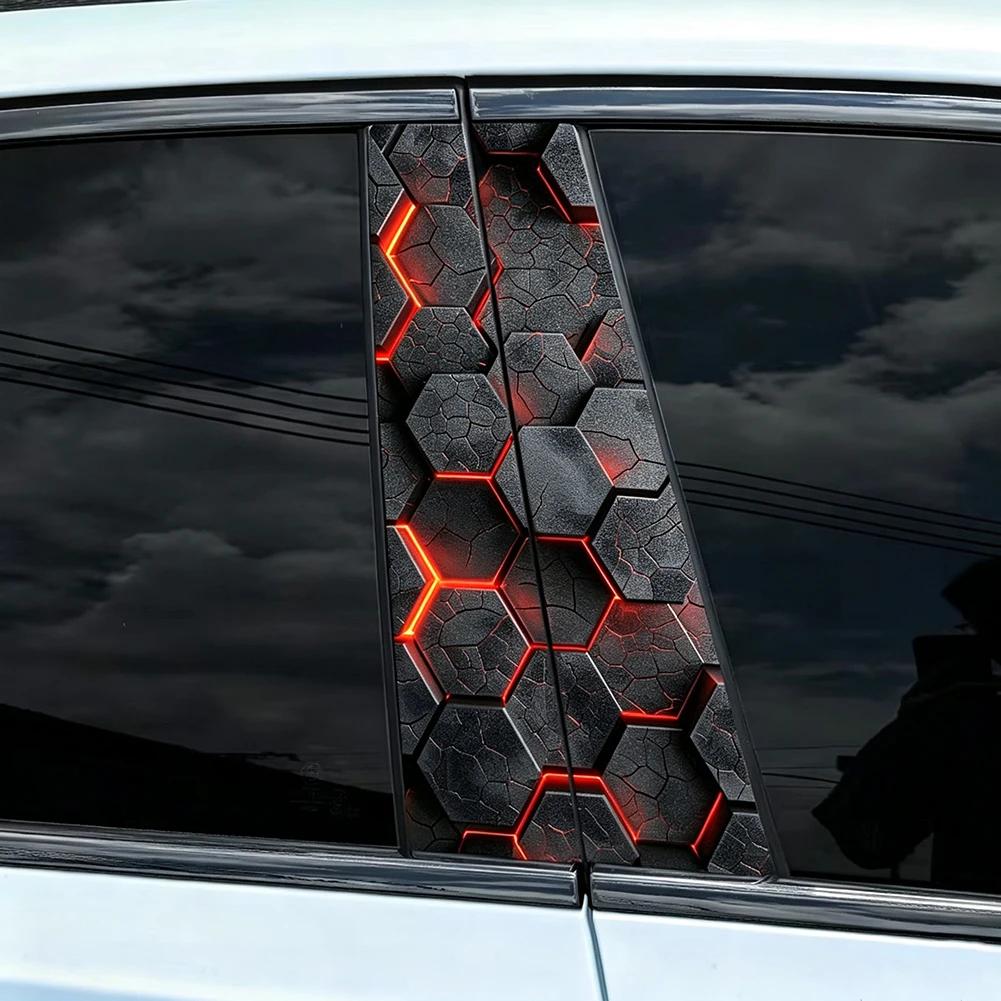 2pcs DIY Honeycomb Image Car Window Pillar Sticker Cool Car Sticker Vinyl Sticker Suitable For Car Door Pillars