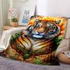1pc Tiger Flame Design Blanket Lightweight Flannel Blanket Throw Blanket For Sofa, Bed, Travel, Camping, Livingroom, Office, Couch, Chair, And Bed yy2