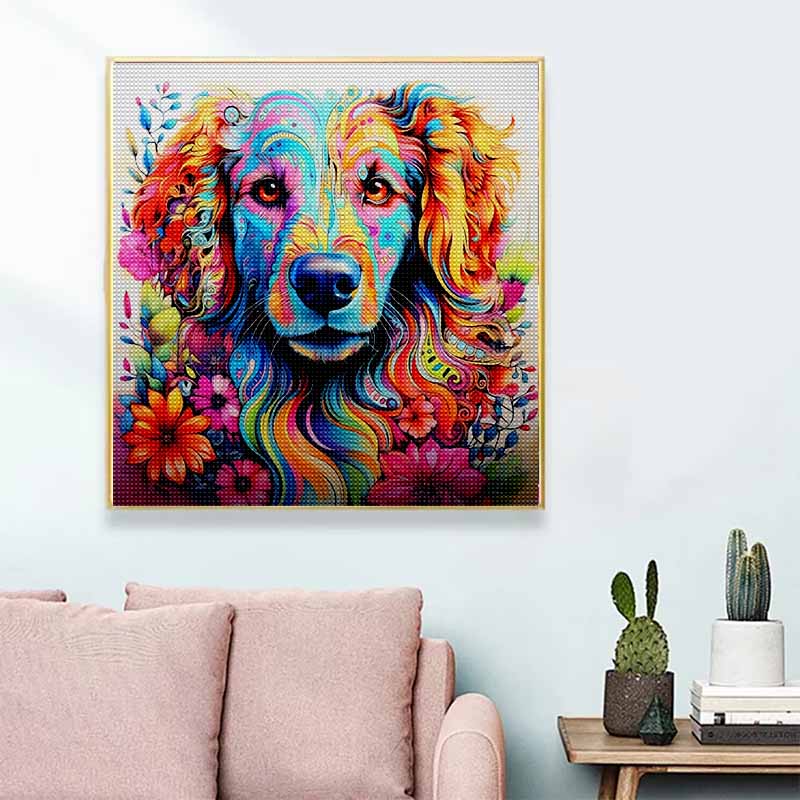 New Arrival 5D DIY Full Circle Diamond Painting "Colorful Puppy" Embroidery Cross Stitch Home Decor Gift