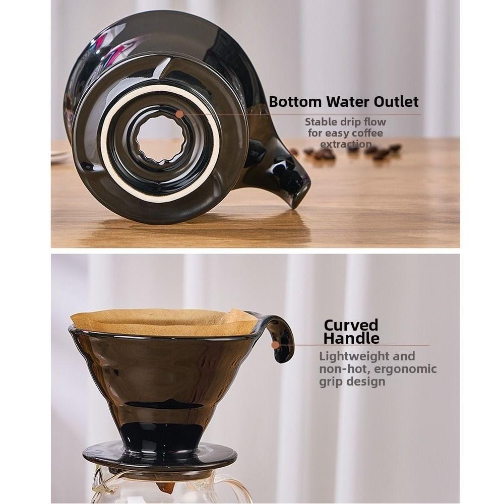 V Shape Design Ceramic Coffee Filter Cup Reusable Anti-scald Handle Espresso Coffee Dripper Heat-resistant comfortable Grip