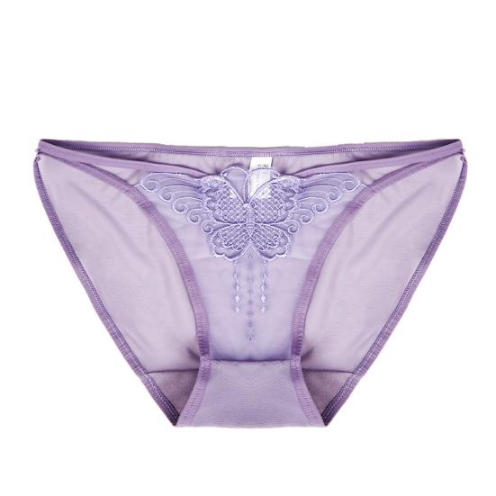Embroidery Butterfly Lace G-String Thongs for Women Sexy Low Waist T-back Underwear Transparent Sheer Mesh Panties