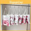 Canvas Tote Bag Large Capacity Casual With Lotso And Letter Print For Use Daily