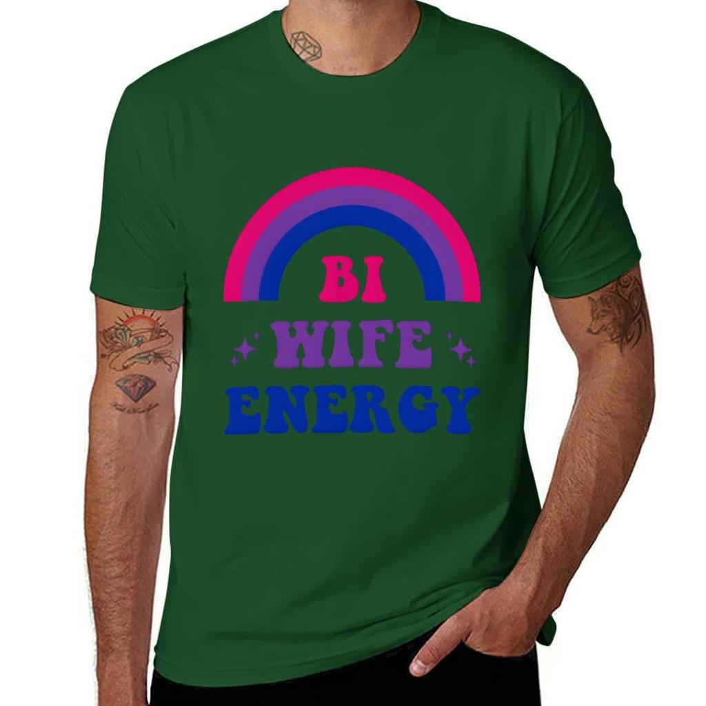 Bi Wife Energy Duma Biseksualna Flaga Biseksualna Wsparcie LGBTQ T-shirt grafika moda koreańska męskie białe t-shirty