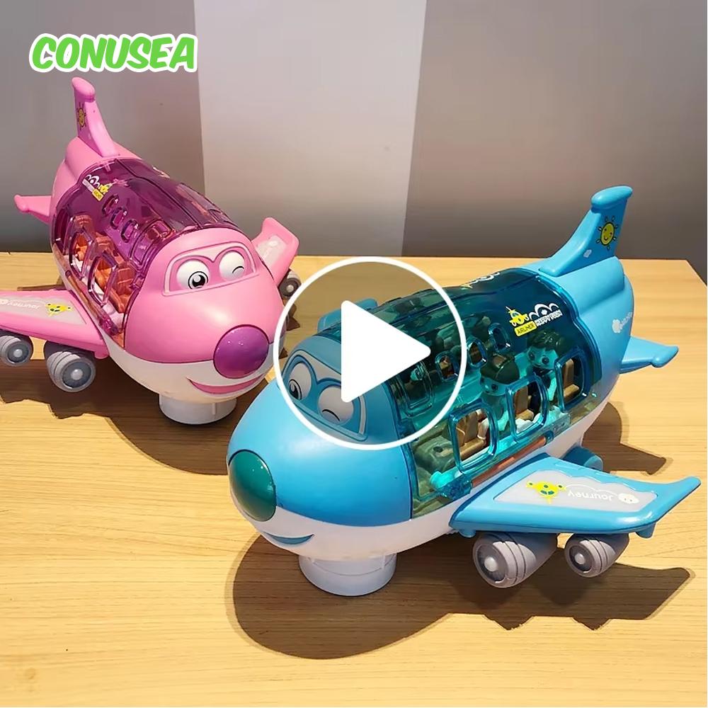 Children‘s’Electric Airplane  Aircraft Toys Car Simulation Plane Model with Music LED Boys Traffic Toy Christmas Gifts for Girls