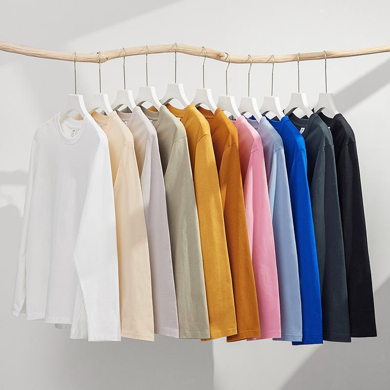 Camisas de manga larga para hombres y mujeres Camisetas atléticas informales de algodón suave de color sólido para hombres y mujeres Camisetas de moda con cuello redondo para hombres
