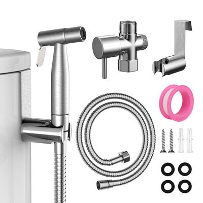 Handheld Bidet Sprayer Set 304 Stainless Steel Spray Gun Shower Handheld Toilet Bidet Faucet Sprayer Shower Nozzle Self Cleaning