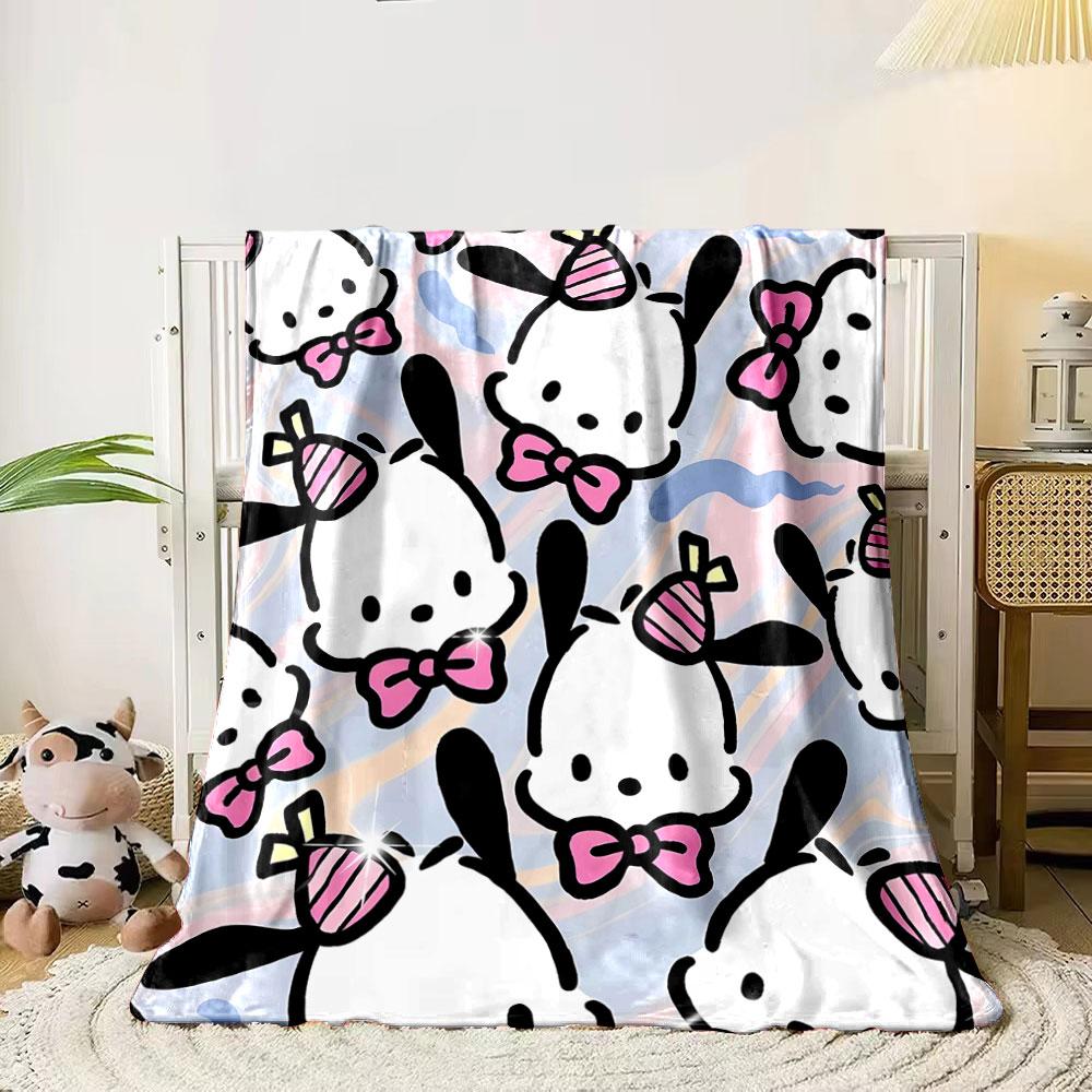 Cartoon puppies with pink bows and hats on a pastel swirled background. for all seasons blanket lunch break throw gift 80cm x 120cm