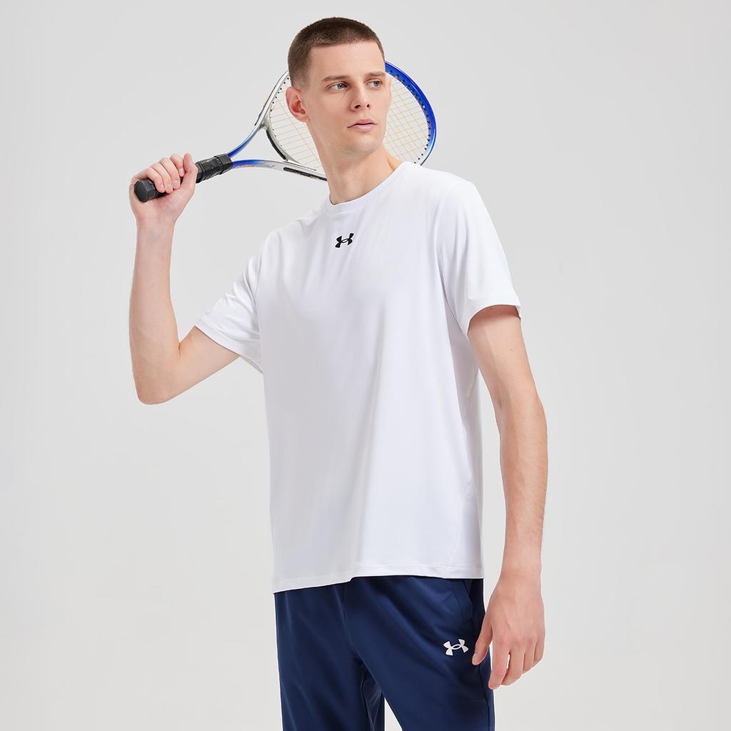 Under Armour Casual Breathable Quick-Dry Loose Round Neck Short Sleeve T-Shirt Unisex Tops White 25500505-100