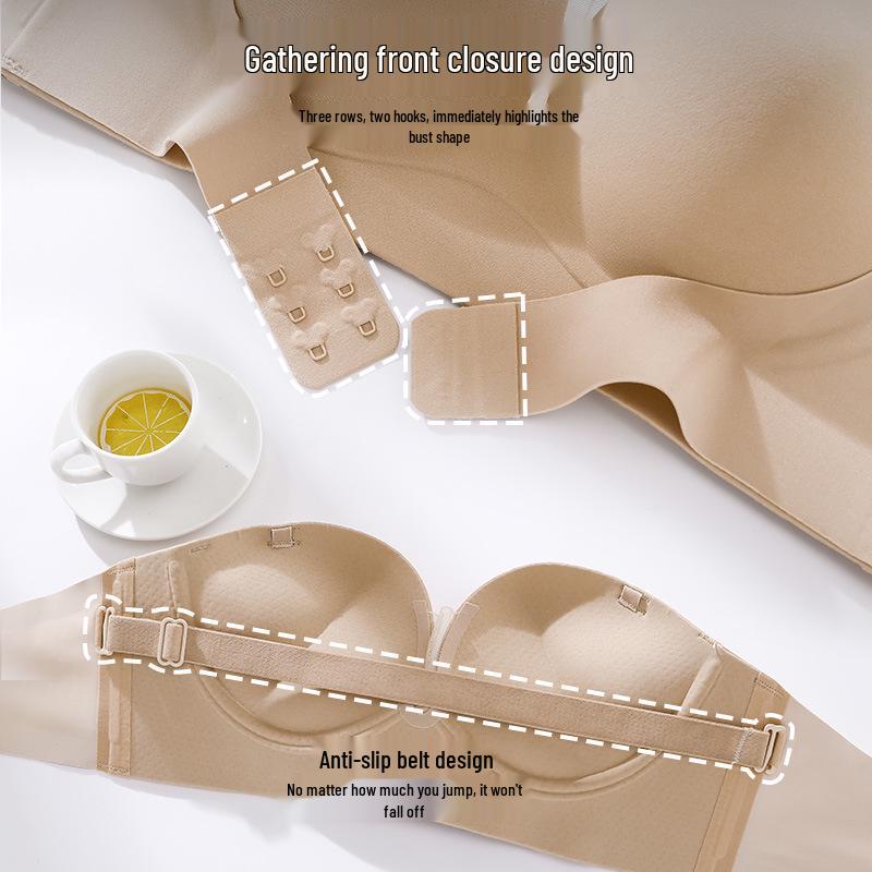 Front-Buckle Seamless Bra: Strapless, Anti-Slip, Anti-Sag, Invisible Lingerie for Small Busts