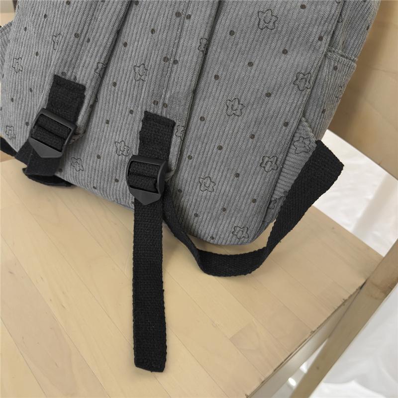 Women's Corduroy Student Schoolbag Printed Backpack