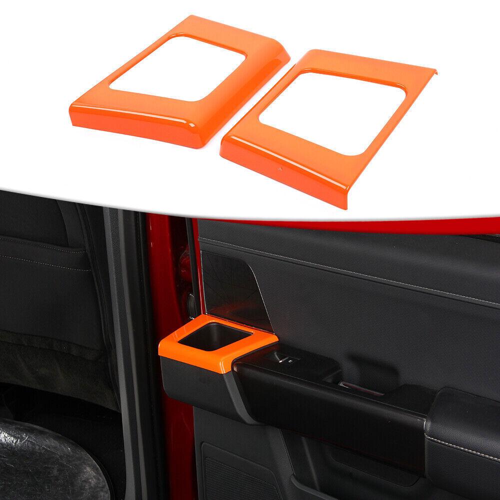 Interior Rear Door Handle Cup Holder Panel Trim Bezel For Ford F150 2021+ Orange
