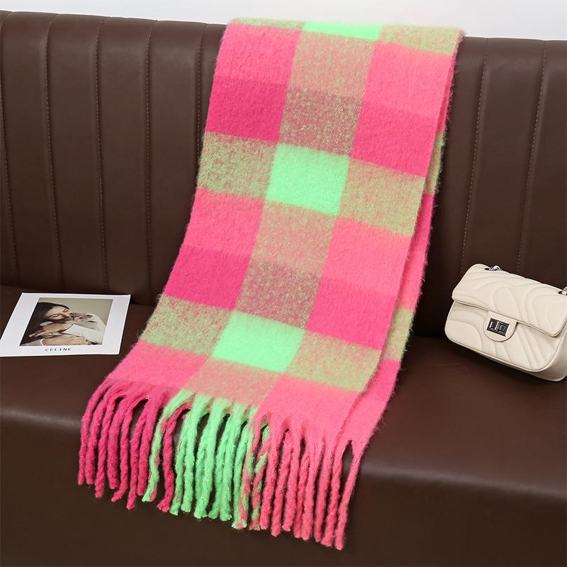 Luxury Plaid Scarf Winter Warm Cashmere Women Long Pashmina Foulard Female Scarves Lady Tassel Shawl Wraps Design New