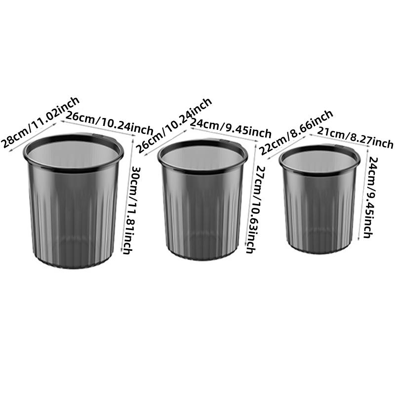 Large Household Plastic Transparent Garbage Bin High Aesthetic Pressure Ring Thick Paper Basket Kitchen Bathroom Living Room