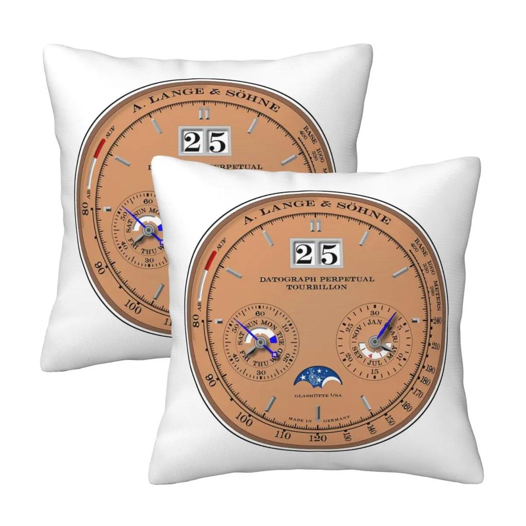 Lange & Sohne Datograph Dial 2 Pcs Square Pillowcase Pillow Cover Cushion Zip Decorative Comfort Throw Pillow For Home Bedroom