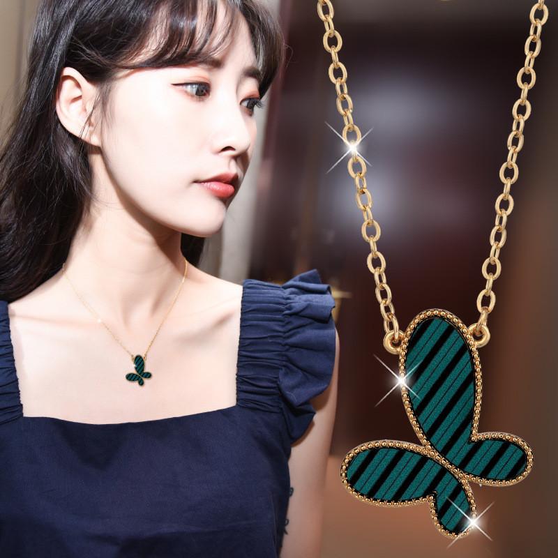 Stylish Titanium Steel Striped Butterfly Necklace For Women Perfect For Any Occasion