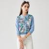 Women's Printed Mulberry Silk Blend 3/4 Sleeve Polo Knit Top