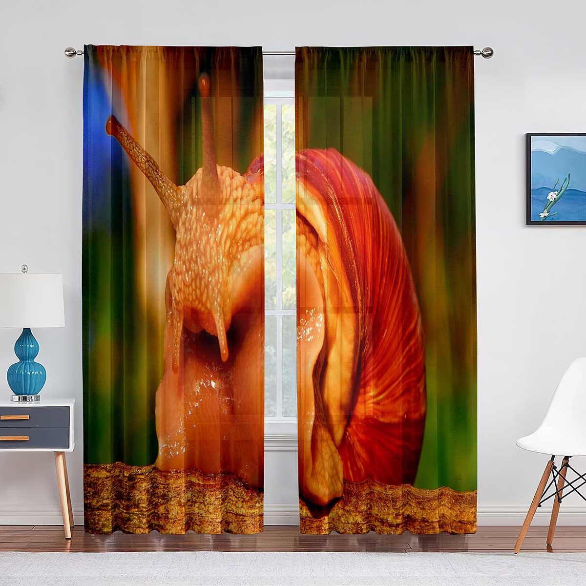 Прозрачная вуаль с милыми улитками и красными грибами — фото 4