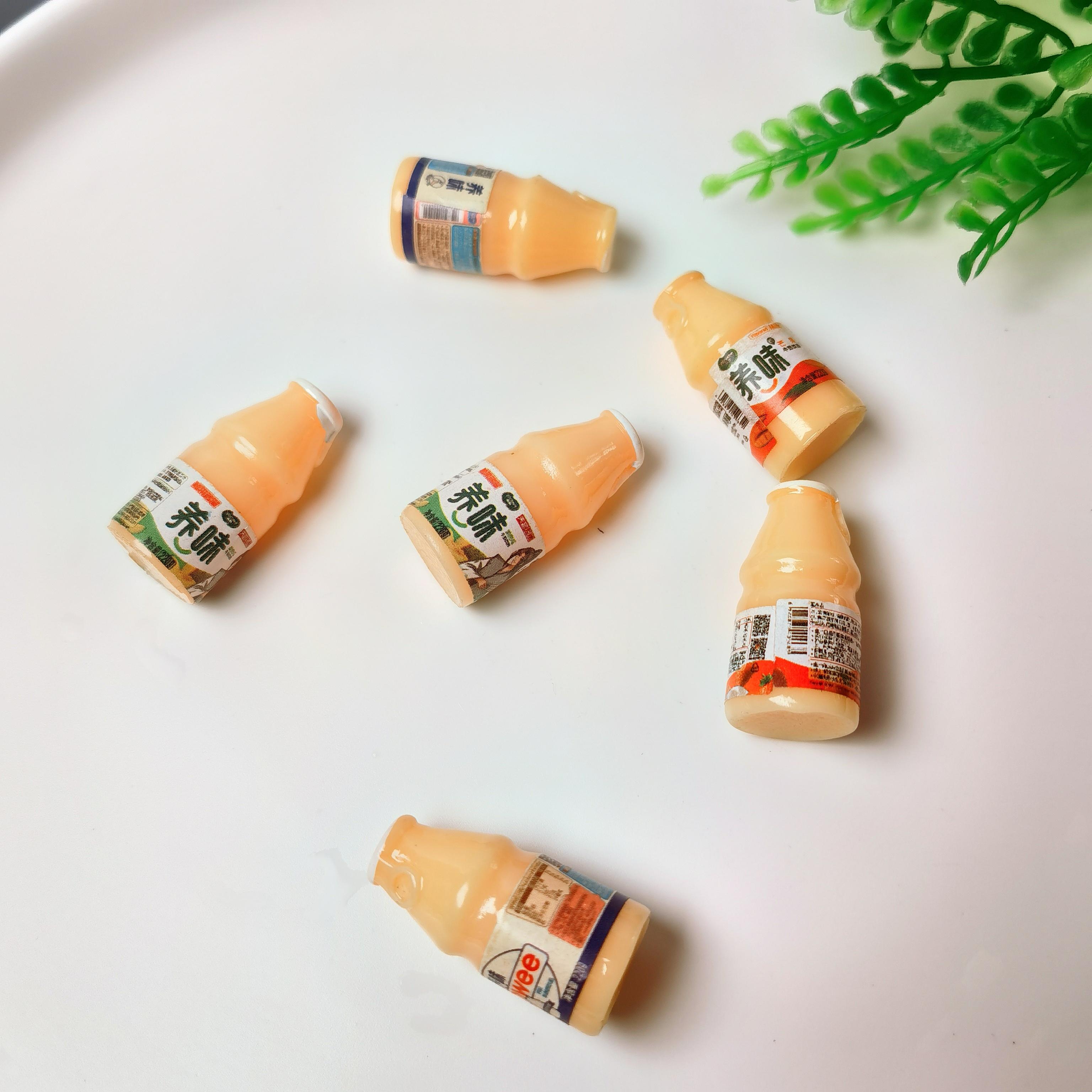 100pcs Cute Miniature Doll House Colorful Milk Bottle Resin Slime Charms Mini Food Play Doll Drinks