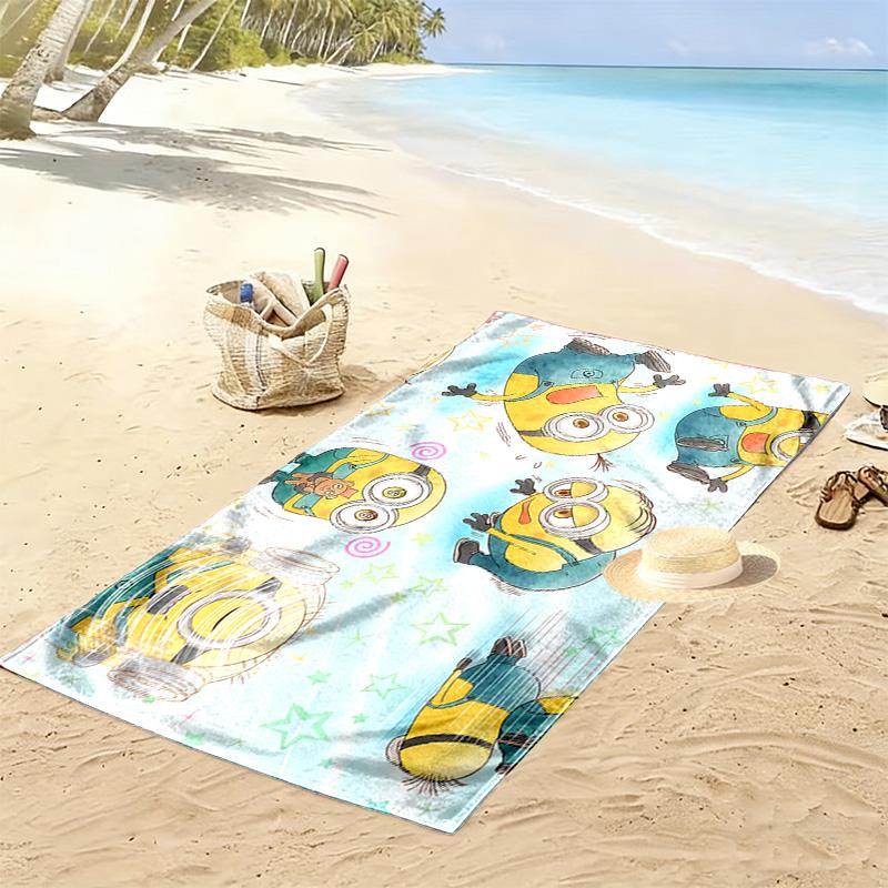 Minions Print Beach Towel, Large Soft Quick Dry Towel for Beach Camping Swimming