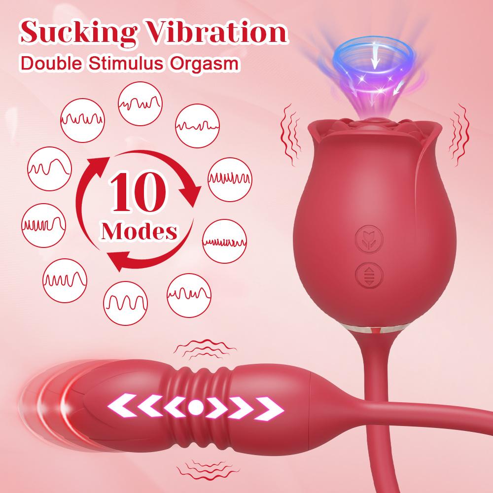 Women Sucking Thrust Vibrator G-spot 3 In 1 Clitoris Stimulation Nipple Massager Female Adult Sex Toys Rose Toy